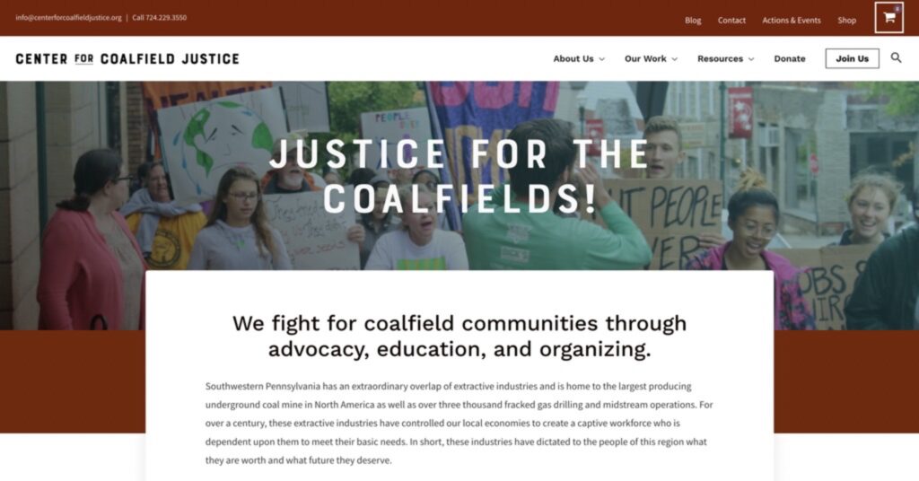 Environmental Justice organization with multiple campaigns and membership offers